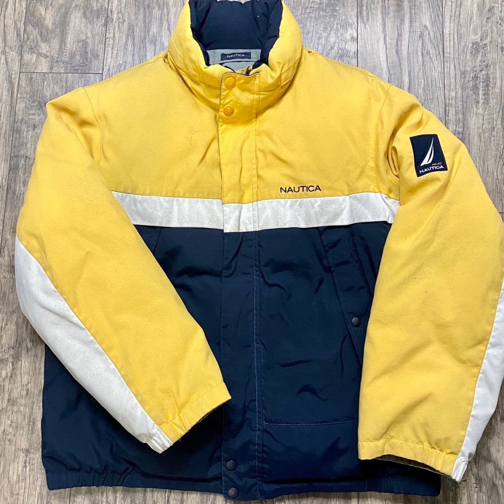 NAUTICA Down Puffer Jacket Reversible w/ Hood XXL